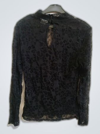 Vila Black Leopard Print Sheer Blouse