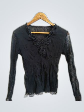 Black Sheer Lace Blouse