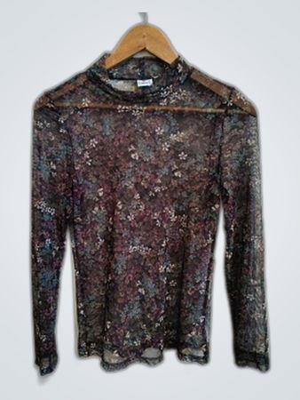 Casual Ladies Sheer Floral Long Sleeve Blouse