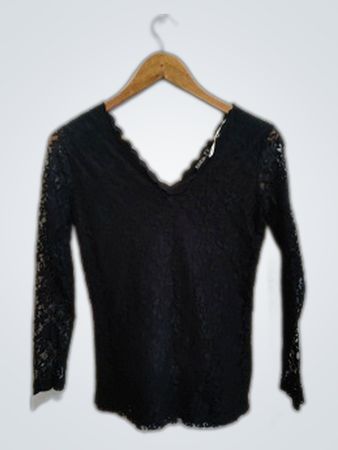 JNBY Black Lace Long Sleeve Blouse