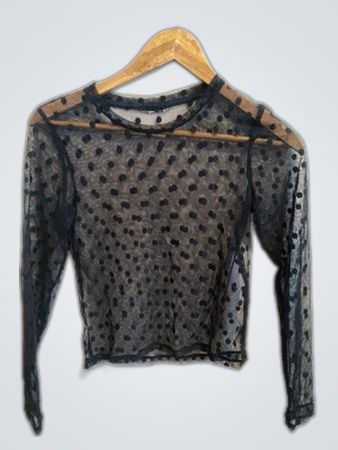 Sheer Black Polka Dot Top