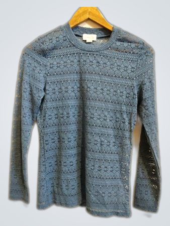 Cotton Club Blue Lace Sheer Blouse