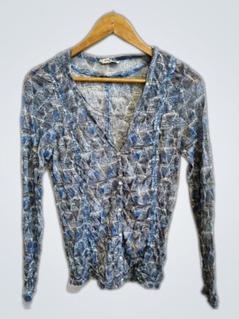 Sandwich Blue Geometric Print Cardigan