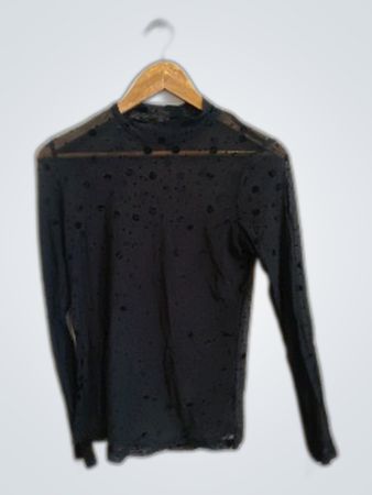 Black Polka Dot Long Sleeve Top