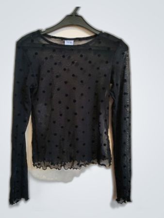 YFK Sheer Polka Dot Long Sleeve Blouse