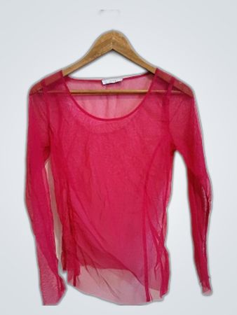 Pink Sheer Long-Sleeve Top
