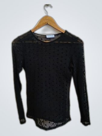 Loavies Sheer Polka Dot Long Sleeve Blouse