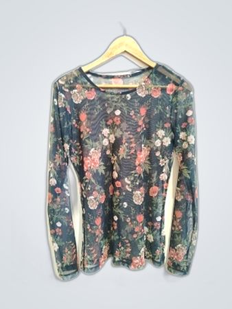 Sheer Floral Long Sleeve Blouse