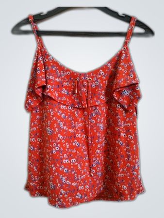 Zacheche Cacheche Red Floral Ruffle Cami Top