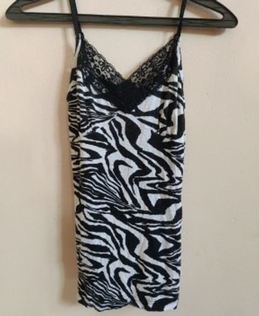 Madonna Zebra Print Lace Cami Top