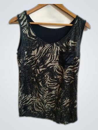 Sequined Zebra Print Tank Top