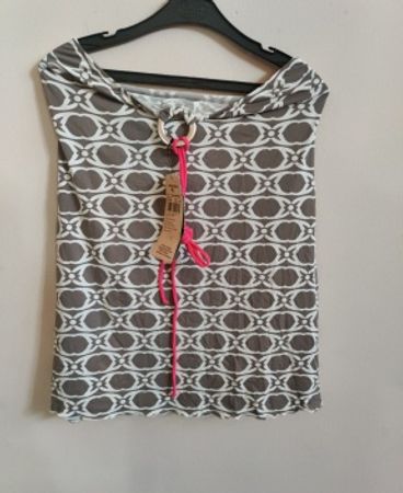 Coco Grey Geometric Print Sleeveless Hooded Top