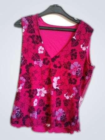TCM Pink Floral Sleeveless V-Neck Top