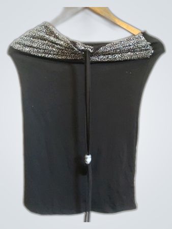 Unbranded Black Sleeveless Fringe Top