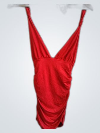 Red Ruched Halter Top