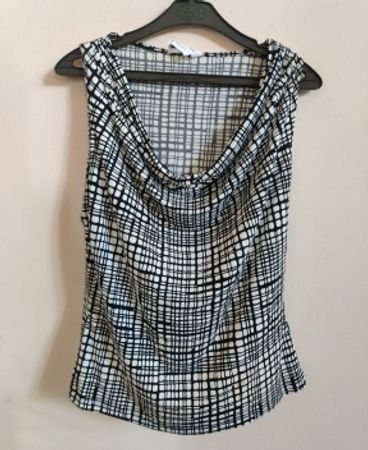 Calvin Klein Black and White Geometric Sleeveless Top
