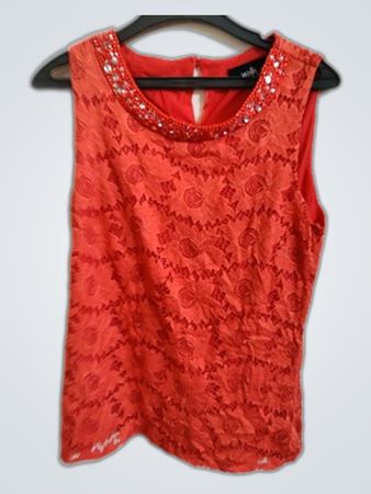 Wallis Red Lace Sleeveless Top