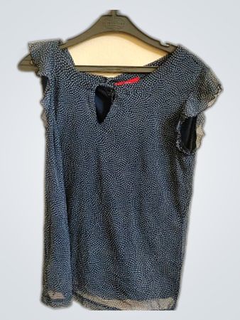 s.Oliver Navy Polka Dot Ruffle Sleeve Blouse