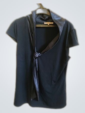 Anna Field Navy Bow Neck Blouse