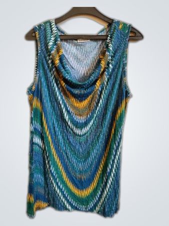 Street One Multicolored Striped Sleeveless Cowl Neck Top