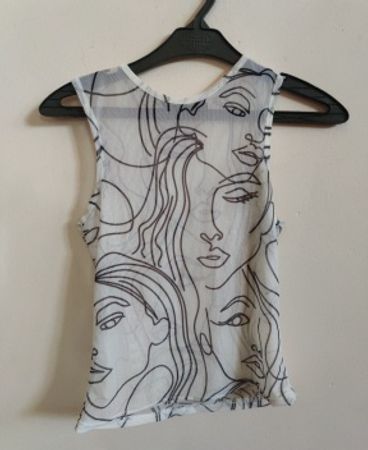 Pretty Little Thing Graphic Mesh Tank Top