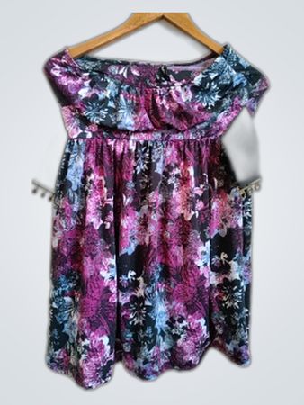 Flame Off-Shoulder Floral Mini Dress