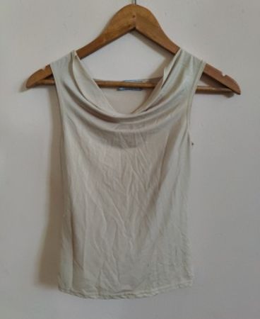 Fashion Express Beige Sleeveless Cowl Neck Top