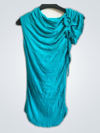 Envy Teal Draped Sleeveless Top