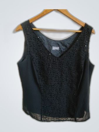 Adagio Black Sequin Sleeveless Top