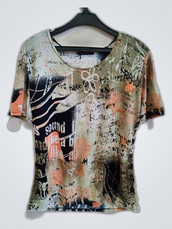 François Perrin Abstract Print Short Sleeve Top