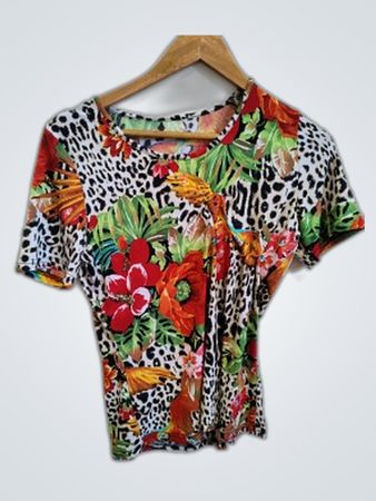 Dolce & Gabbana Tropical Animal Print Short-Sleeve Top