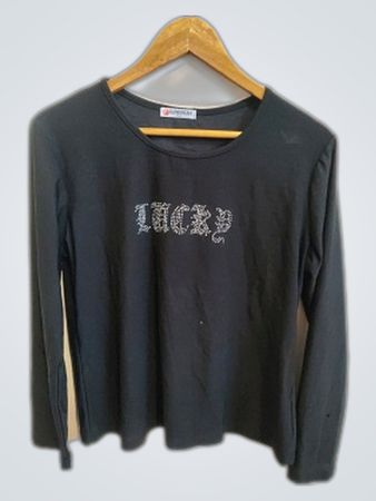 Rain Dream Lucky Embellished Cropped Long-Sleeve Top