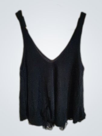 Kookai Black Lace Trim Cami Top