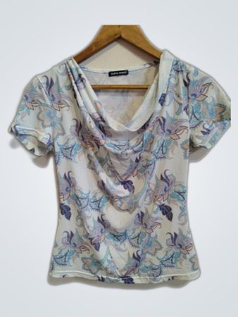 Aleta Parisi Floral Cowl Neck Blouse