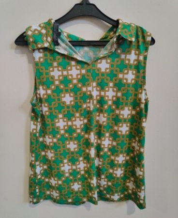 Fin Wright Studios Geometric Print Sleeveless Collared Shirt