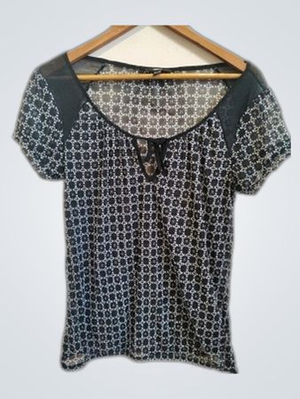 MGXX Black Geometric Mesh Top