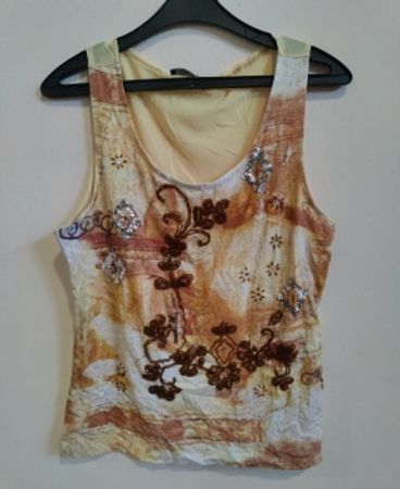 Gil Brett Beige Embroidered Tank Top