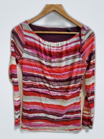 Striped Off-Shoulder Long Sleeve Top Size L
