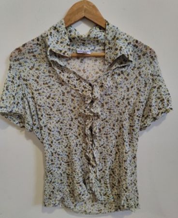Biaggini Floral Ruffle Collar Blouse