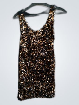 Black Gold Sequin Tank Top