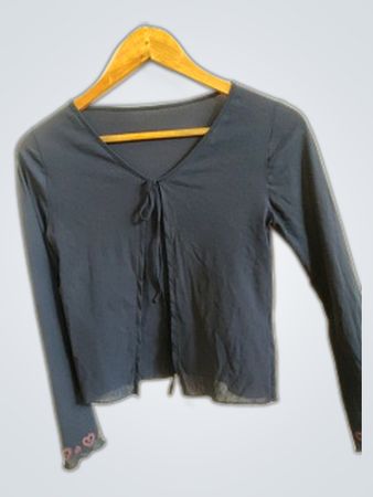 Unbranded Navy Blue Sheer Long-Sleeve Cardigan