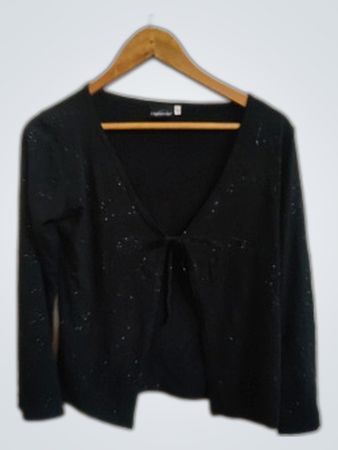 Clarisse Black Glitter Knit Cardigan