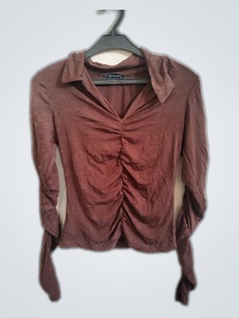 Trendyol Long-Sleeve Ruched Collar Blouse