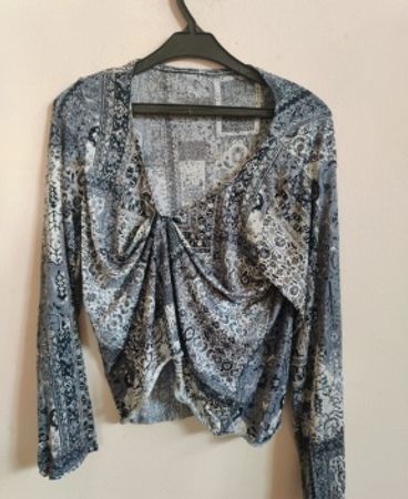 Unbranded Grey and Blue Printed Wrap Jacket