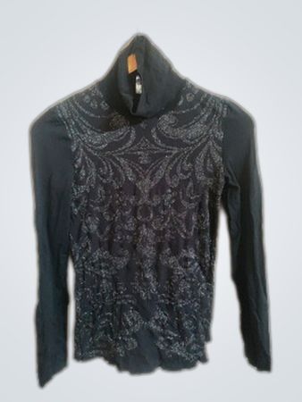 Glamour Black Sequined Turtleneck Top