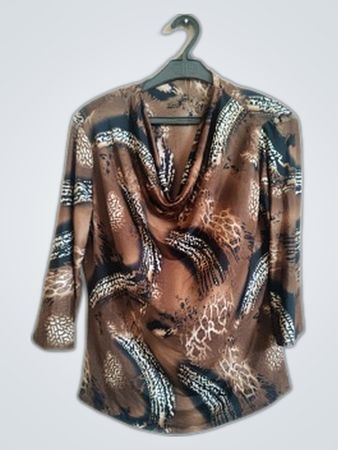 Leopard Print Cowl Neck Blouse