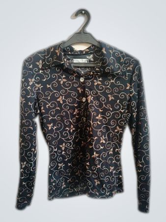 Jei & Maintenance Black Swirl Pattern Button-Down Shirt