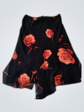 Black Floral Chiffon Skirt