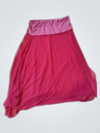 Pink Skirt with White Checkered Waistband