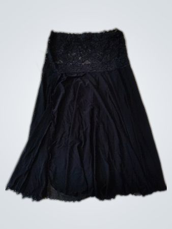 Black Lace-Trimmed Skirt